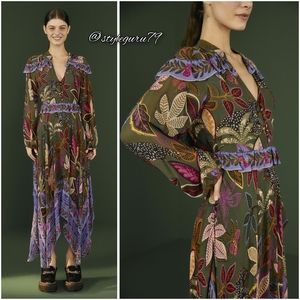 NWT, Farm Rio, Green Wild Jungle Midi Dress